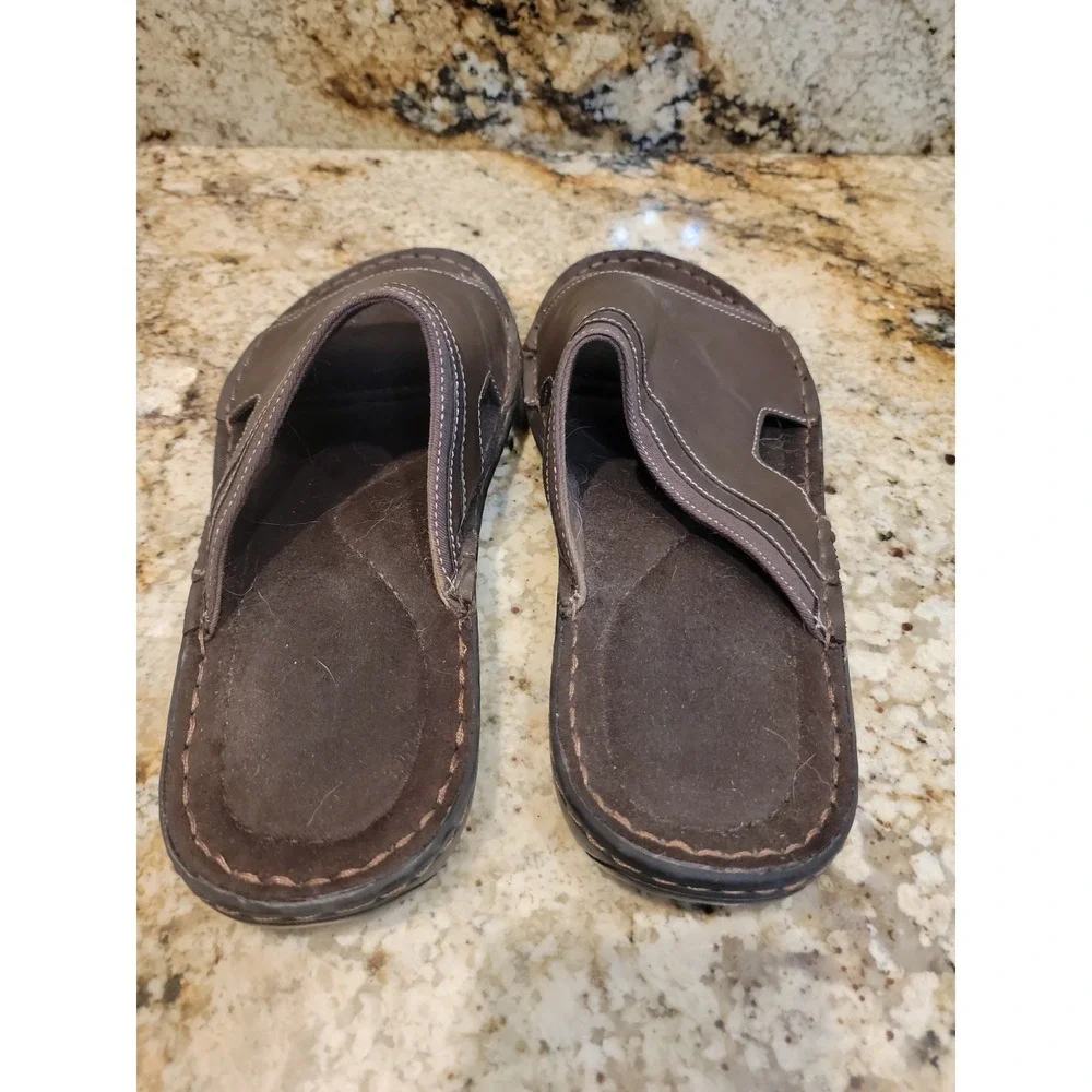 Aldo Men's Genuine Leather Slip On Sandals Slides Brown Size US 9.5